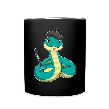 Snake Painter Brush Painting - Full Colour Mug - black - Front