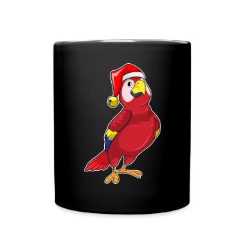 Chapeau de Noël perroquet - Mug uni - noir - Devant