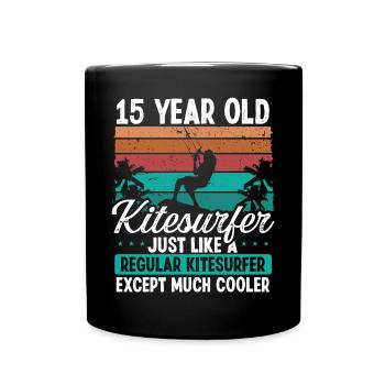 15 Birthday Kiteboarding 15 Years Old Kitesurfing - Tasse einfarbig - Schwarz - Vorne