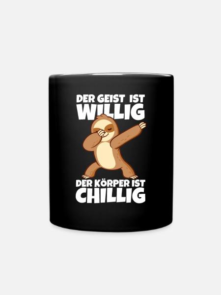 Dabbendes Faultier Spruch für Faulenzer - Tasse einfarbig - Schwarz