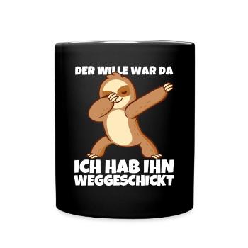 Dabbendes Faultier Spruch für Faulenzer - Tasse einfarbig - Schwarz - Vorne