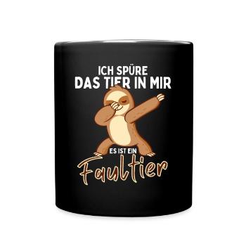 Dabbendes Faultier Spruch für Faulenzer - Tasse einfarbig - Schwarz - Vorne