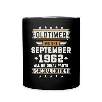 Oldtimer September 1962 Geburtstag Geschenk - Tasse einfarbig - Schwarz - Vorne