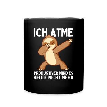 Dabbendes Faultier Spruch für Faulenzer - Tasse einfarbig - Schwarz - Vorne