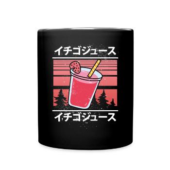 Süßer Kawaii Erdbeershake - Tasse einfarbig - Schwarz - Vorne