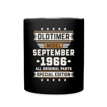 Oldtimer September 1966 Geburtstag Geschenk - Tasse einfarbig - Schwarz - Vorne