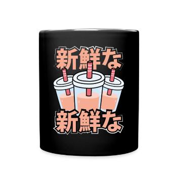 Süßer Kawaii Frischer Tee - Tasse einfarbig - Schwarz - Vorne