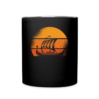 Navire viking Retro sonne - Mug uni - noir - Devant