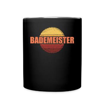 Bademeister Rettungsschwimmer Schwimmmeister Retro - Tasse einfarbig - Schwarz - Vorne