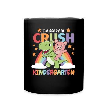 I'm ready to crush kindergarten kids T-Rex Pig - Full Colour Mug - black - Front