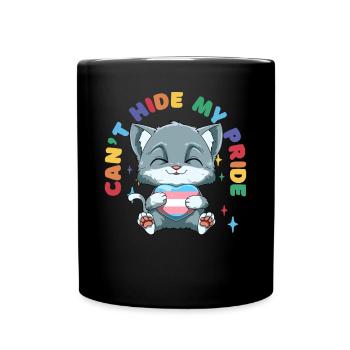 Transgender Stolz Katze - Katze umarmt Transgender - Tasse einfarbig - Schwarz - Vorne