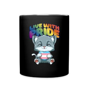 Niedliche Transgender Stolz Katze - Transgender - Tasse einfarbig - Schwarz - Vorne