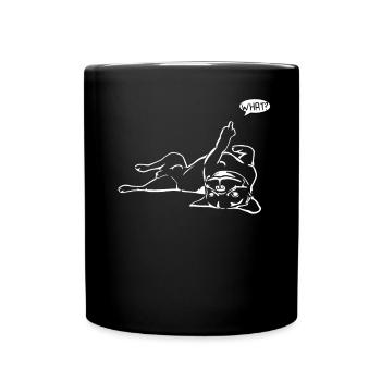 Dog Bulldog Statement Saying - WHAT? - Dog - Full Colour Mug - black - Front