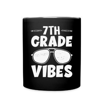 7th Grade Vibes Retro Groovy Women Happy First - Full Colour Mug - black - Front