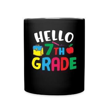 7th Grade Vibes Retro Groovy Women Happy First - Full Colour Mug - black - Front