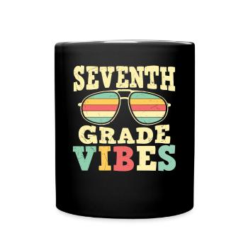 7th Grade Vibes Retro Groovy Women Happy First - Full Colour Mug - black - Front