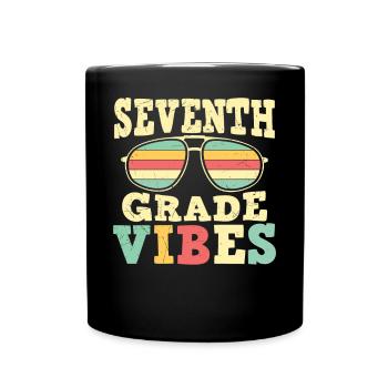 7th Grade Vibes Retro Groovy Women Happy First - Full Colour Mug - black - Front