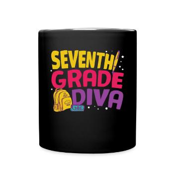 Diva retro Groovy Femmes de 7e année Happy First Day - Mug uni - noir - Devant
