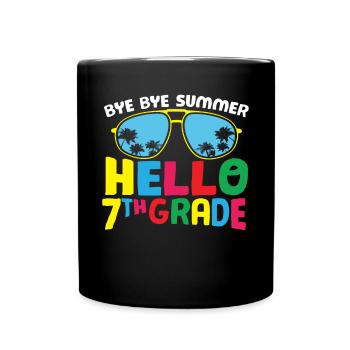 Bye Bye Summer Bonjour 7ème Année Retro Groovy Femmes - Mug uni - noir - Devant