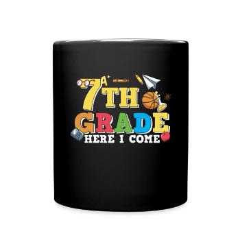 7th Grade Here I Come Retro Groovy Women Happy - Full Colour Mug - black - Front