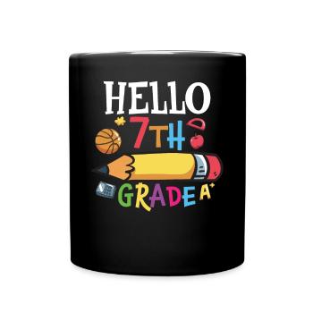 7th Grade Vibes Retro Groovy Women Happy First - Full Colour Mug - black - Front