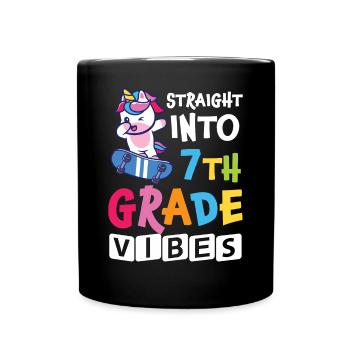 Straigt Into7th Grade Vibes Retro Groovy Frauen - Tasse einfarbig - Schwarz - Vorne