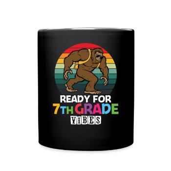 Prêt pour les vibrations de 7e année Retro Groovy Women - Mug uni - noir - Devant