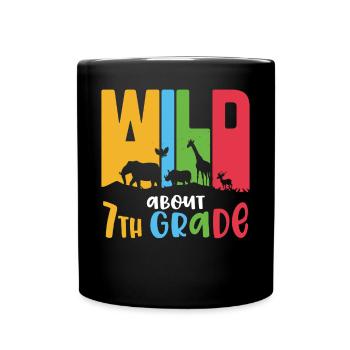 Wild About 7th Grade Retro Groovy Women Happy - Mug uni - noir - Devant