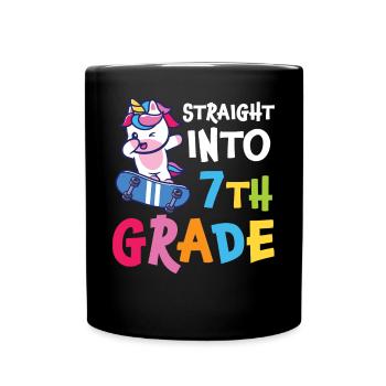 Straigt Into7th Grade Retro Groovy Frauen glücklich - Tasse einfarbig - Schwarz - Vorne
