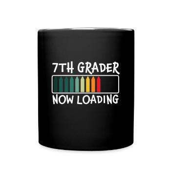 7. Klasse INow Loading Retro Groovy Frauen glücklich - Tasse einfarbig - Schwarz - Vorne