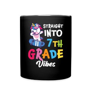 Straigt Into7th Grade Vibes Retro Groovy Frauen - Tasse einfarbig - Schwarz - Vorne