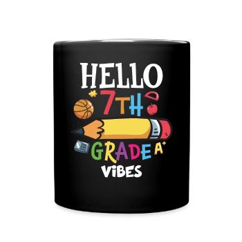 7th Grade Vibes Retro Groovy Women Happy First - Full Colour Mug - black - Front