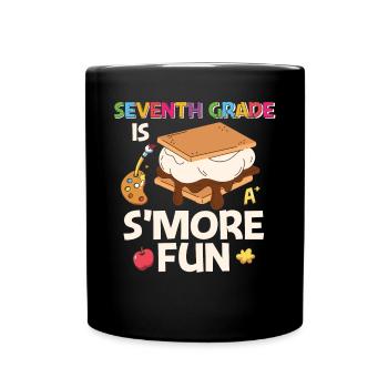 7th Grade Is S'More Fun Retro Groovy Women Happy - Full Colour Mug - black - Front