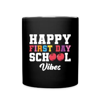 7th Grade vibes Retro Groovy Women Happy First - Full Colour Mug - black - Front