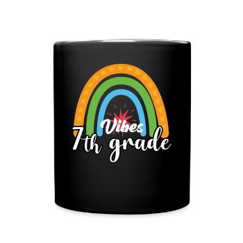 Vibrations de 7e année Retro Groovy Women Happy First - Mug uni - noir - Devant