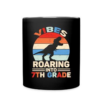 Roaring Into7th Grade vibes Retro Groovy Femmes - Mug uni - noir - Devant