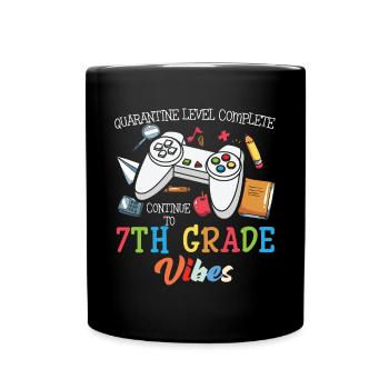 7th Grade Vibes Retro Groovy Women Happy First - Full Colour Mug - black - Front