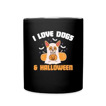 I Love Dogs & Halloween Shirt Geschenk - Tasse einfarbig - Schwarz - Vorne