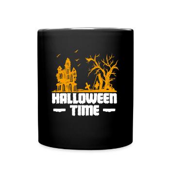 Halloween Time Shirt Geister Geisterschloss - Tasse einfarbig - Schwarz - Vorne