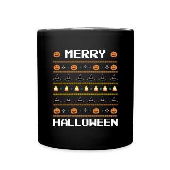 Merry Halloween Ugly Christmas Shirt - Tasse einfarbig - Schwarz - Vorne