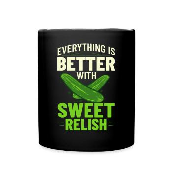 Sweet Relish Pickles Bottle Spice Jar - Full Colour Mug - black - Front