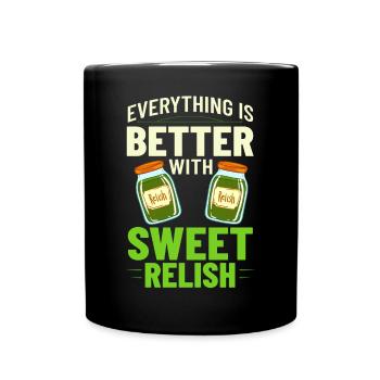 Sweet Relish Pickles Bottle Spice Jar - Full Colour Mug - black - Front