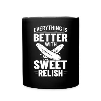 Sweet Relish Pickles Bottle Spice Jar - Full Colour Mug - black - Front