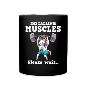 Einhorn Muskel Workout Fitness Training Sport - Tasse einfarbig - Schwarz - Vorne