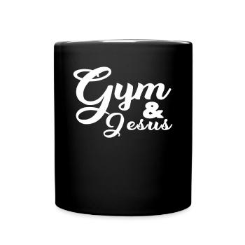 Gym and Jesus Christian Workout Gym and Jesus - Full Colour Mug - black - Front