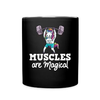 Einhorn Muskel Workout Fitness Training Sport - Tasse einfarbig - Schwarz - Vorne
