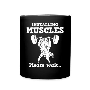 Einhorn Muskel Workout Fitness Training Sport - Tasse einfarbig - Schwarz - Vorne