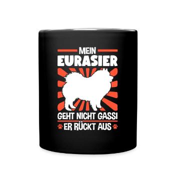 Eurasier Gassi gehen Eurasian Dog - Tasse einfarbig - Schwarz - Vorne