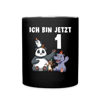 1 Geburtstag Shirt Tiere - 1 Jahr Geschenk Junge - Tasse einfarbig - Schwarz - Vorne