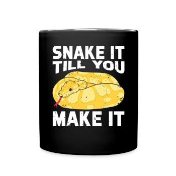 Banana Ball Python Snake It Till You Make It - Tasse einfarbig - Schwarz - Vorne